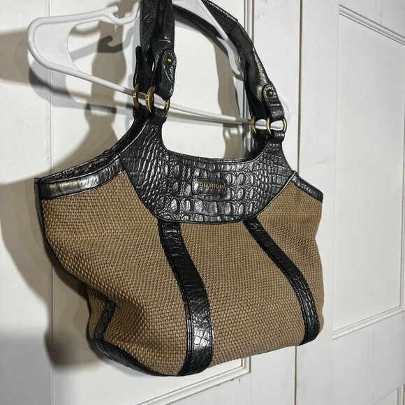 Brahmin Raffia Bag Crocodile Embossed Light Blue - Picture 2 of 12